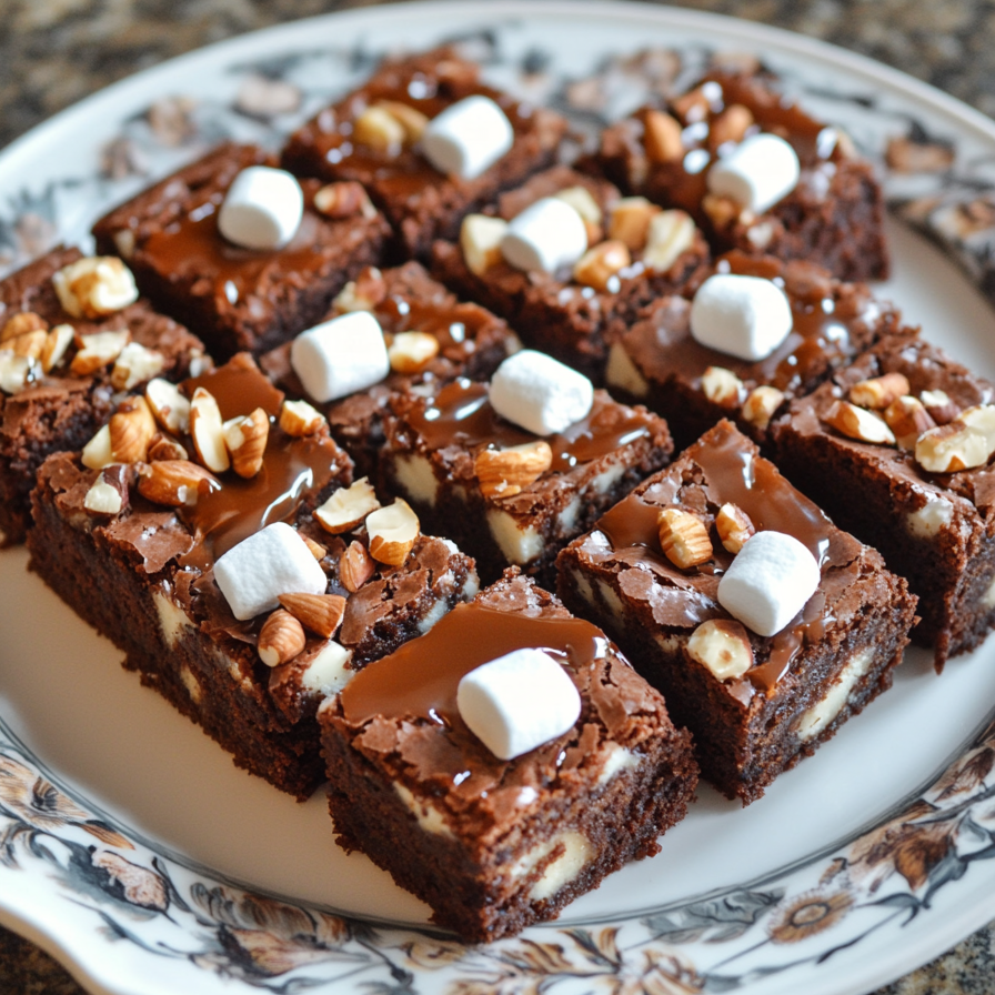 Customized slutty brownies without Oreos featuring mix-ins like chopped nuts, mini marshmallows, and caramel drizzles.