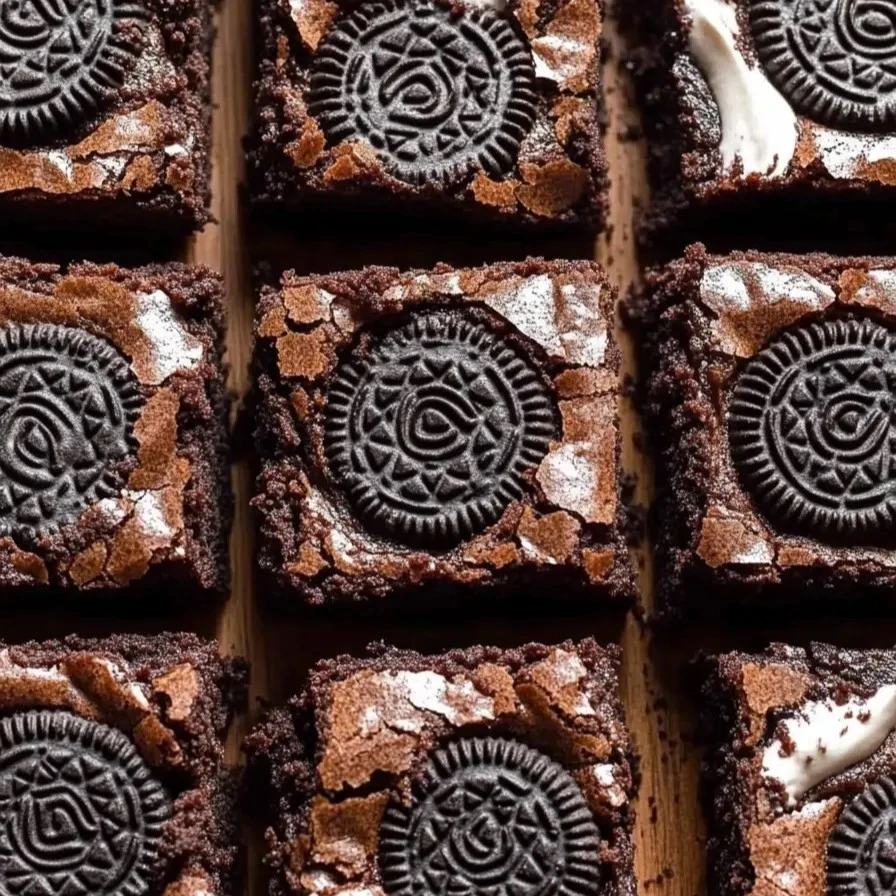 Delicious homemade Cookie Oreo Brownie Recipe tray freshly baked and ready to serve.