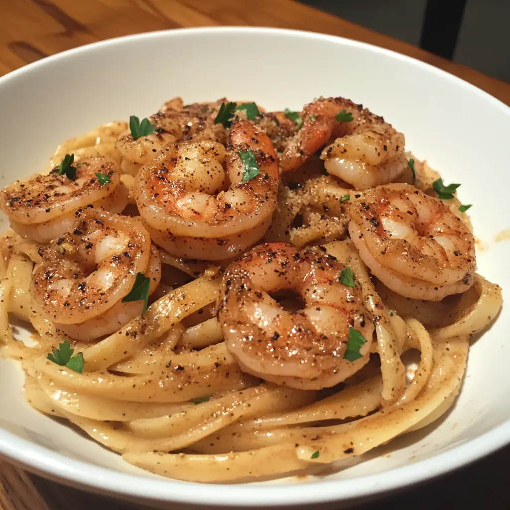 Delicious homemade Cajun Shrimp Pasta with creamy sauce and succulent shrimp.