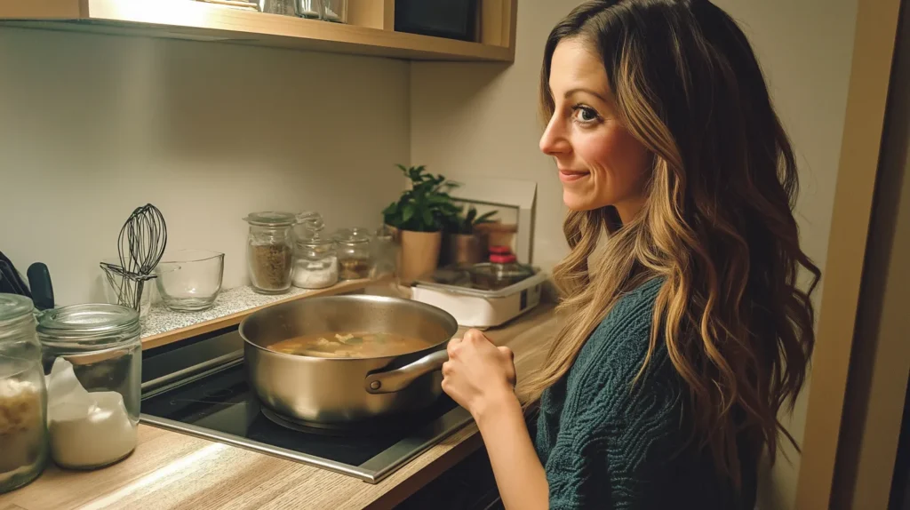Cooking in my small student apartment, where my love for food first began.